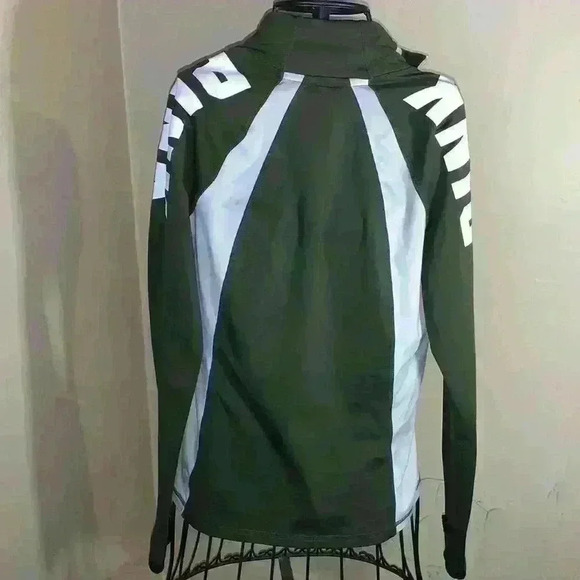 Victoria Secret Pink Ultimate Track Jacket Half Zip Olive Reflective Strip  S - Picture 5 of 5